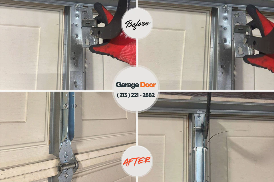 Before and after: garage door repair Lisbon Falls, ME